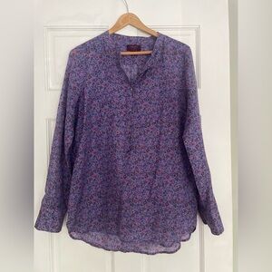 J. Crew Purple Floral Long Sleeve Blouse